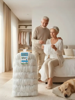 Pareja de adultos mayores utilizando calzón absorbente para adulto de Grupo PLA