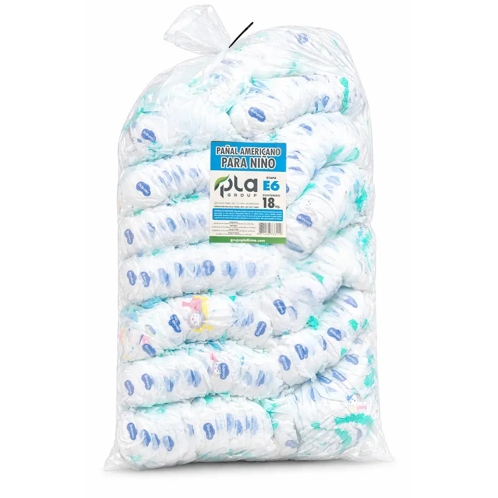 Pañal americano para niño etapa E6 por kilo en bolsa de 18 kg