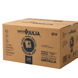 Caja de pañal predoblado para adulto Santa Julia con fondo transparente para catálogo WooCommerce
